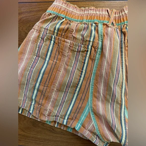 Free People Kahuna Harem Shorts XS Orange Stripe Boho Festival Cotton - Picture 5 of 11